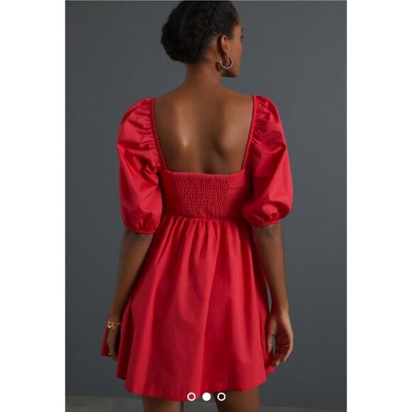 Maeve by Anthropologie Pink Puff Sleeve Button Front Mini Dress Size Small - Picture 2 of 15